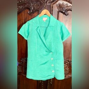 EUC Show Me Your Mumu Linen Bicoastal Blazer Romper in Seafoam Green!
